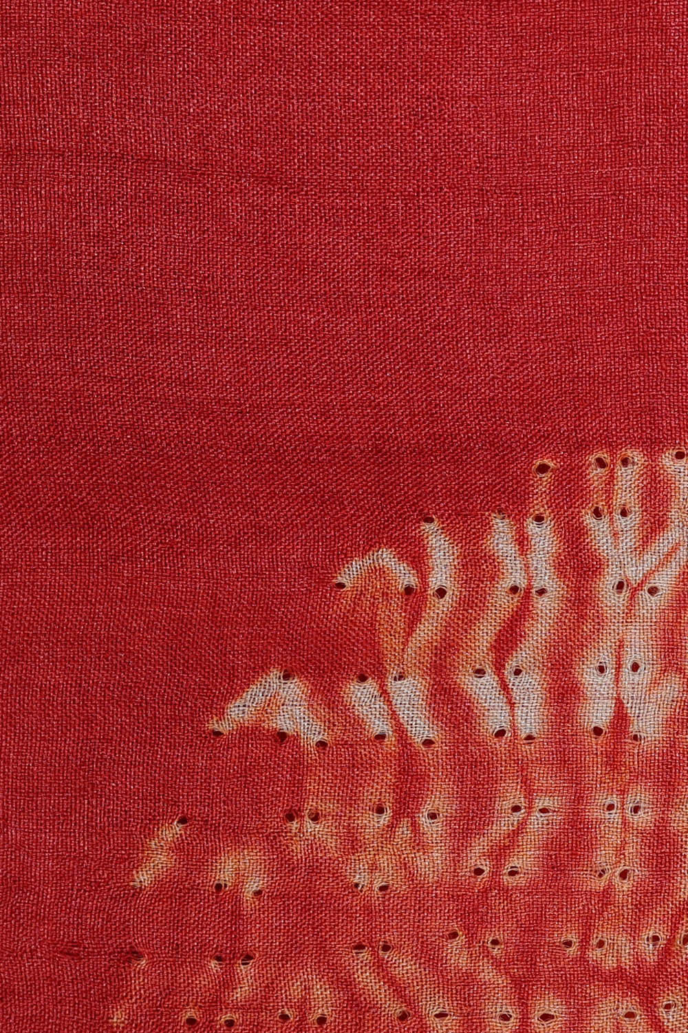 Image of Printed Tussar Red Saree